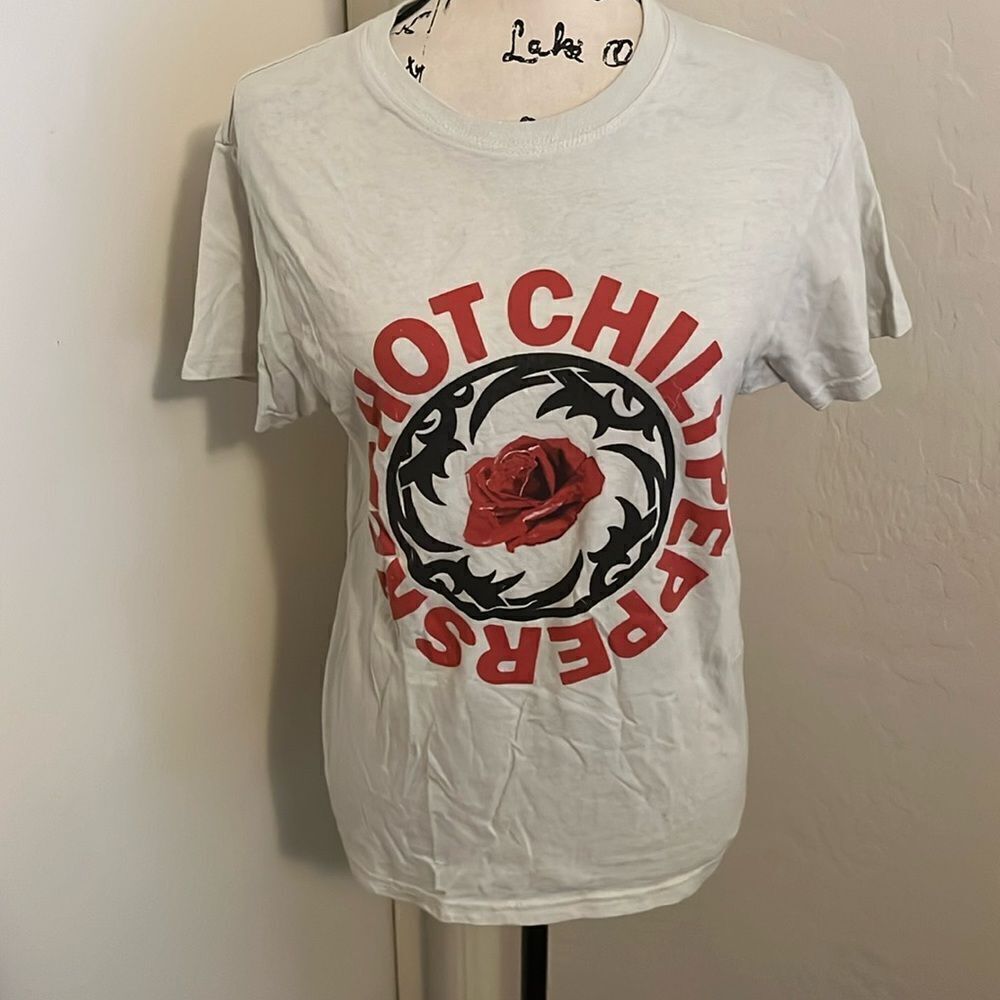 Red Hot Chili Peppers Off White Distressed Graphic Shirt